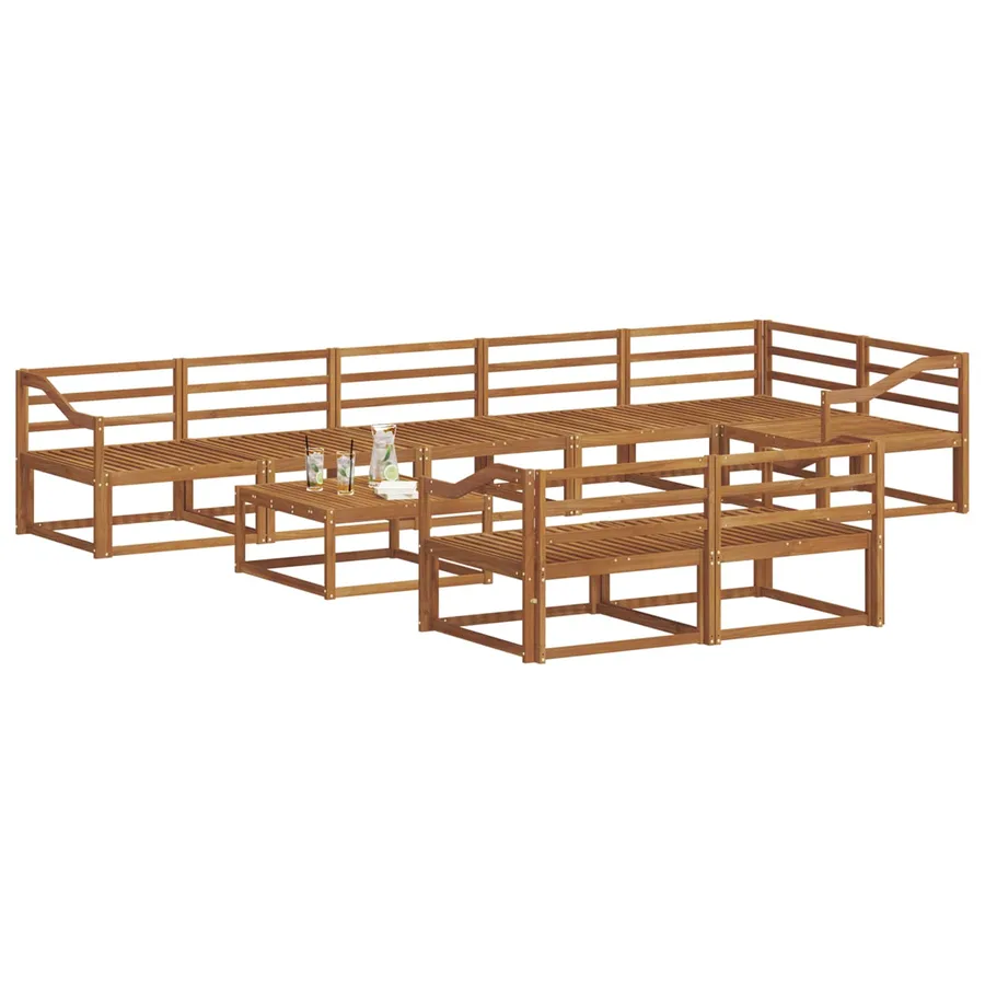 Ensemble de canapés d'extérieur 9 pcs Naturel - 3