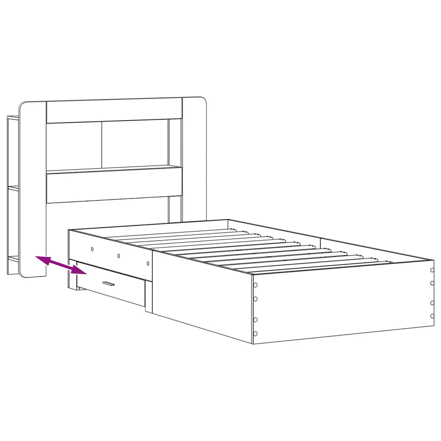 Cadre de lit avec rangement Bois ancien 90 x 190 cm - 9