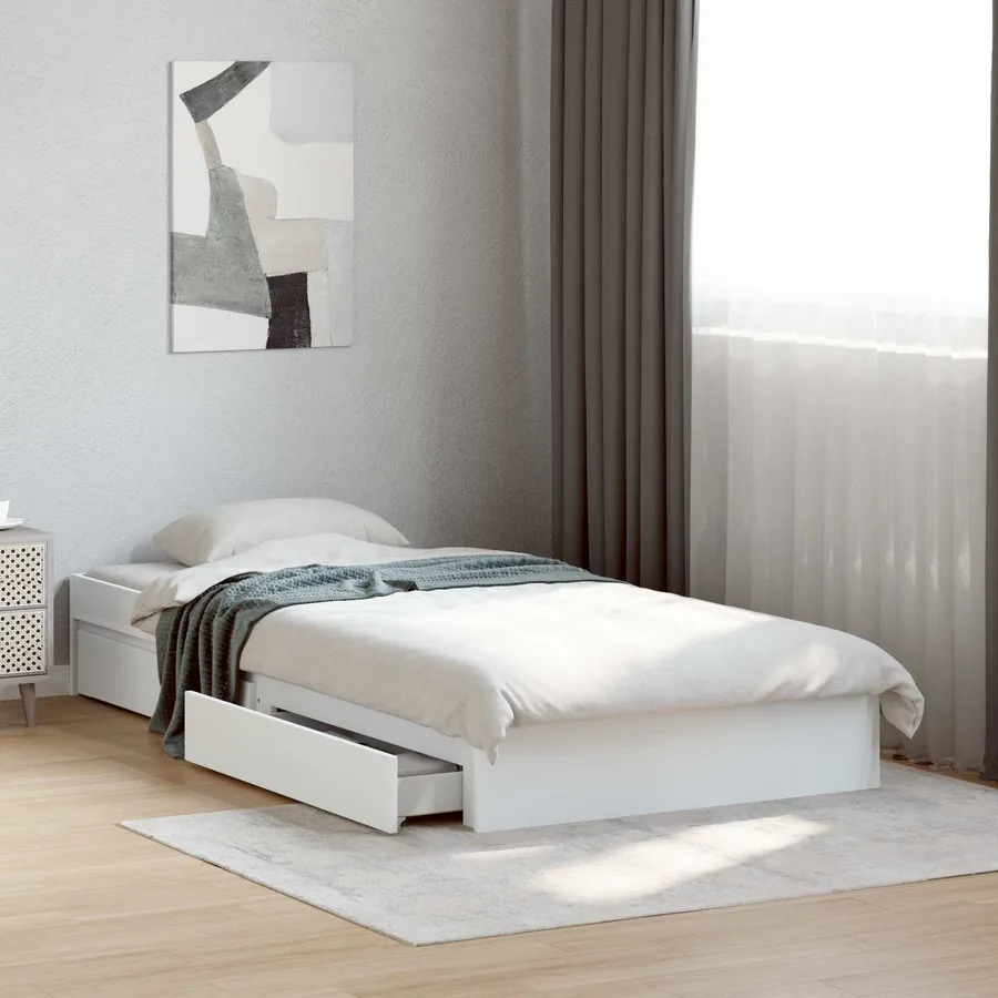 Cadre de lit avec rangement Blanc 80 x 200 cm Bois d'ingénierie