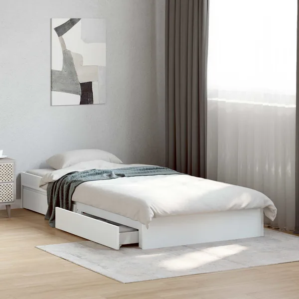Cadre de lit avec rangement Blanc 80 x 200 cm Bois d'ingénierie