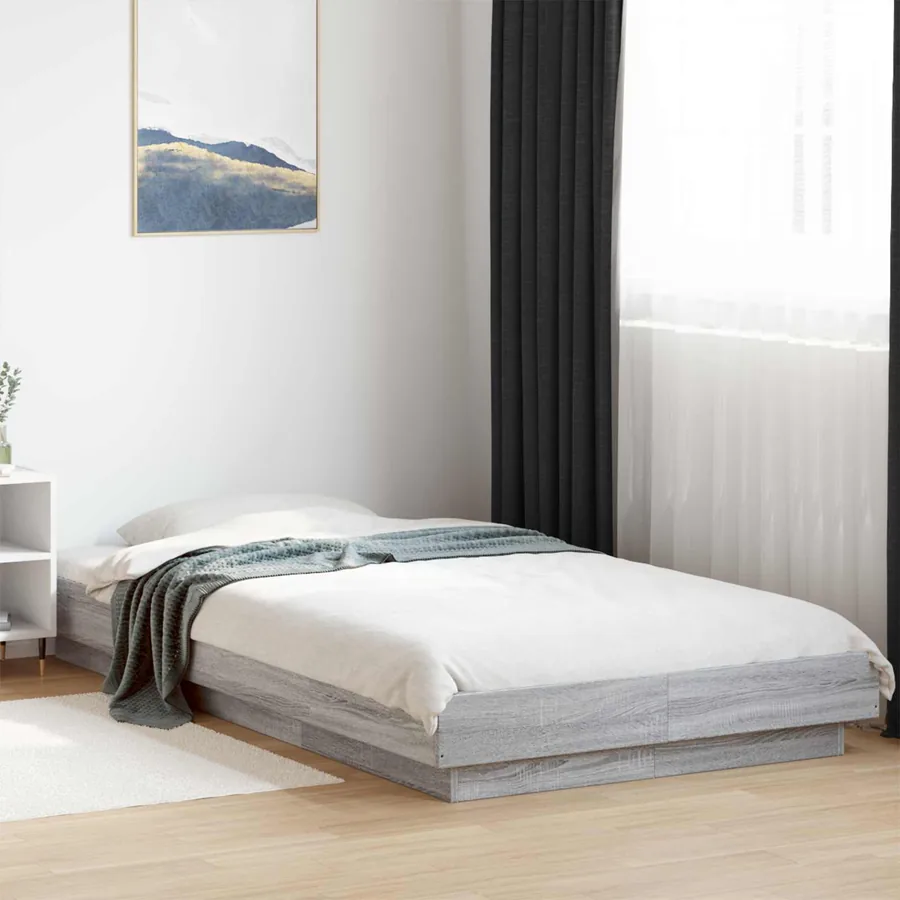 Cadre de lit au sol Sonoma gris 80 x 210 cm Bois d'ingénierie