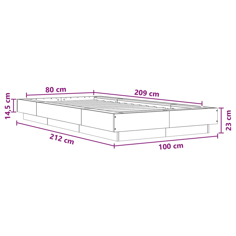 Cadre de lit au sol Sonoma gris 80 x 210 cm Bois d'ingénierie - 8
