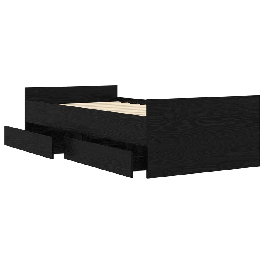Cadre de lit avec rangement Chêne noir 80 x 200 cm - 2