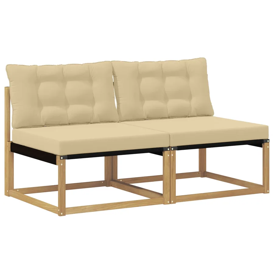 Sofa de milieu extérieur Bois d'acacia massif et Textilène - 2