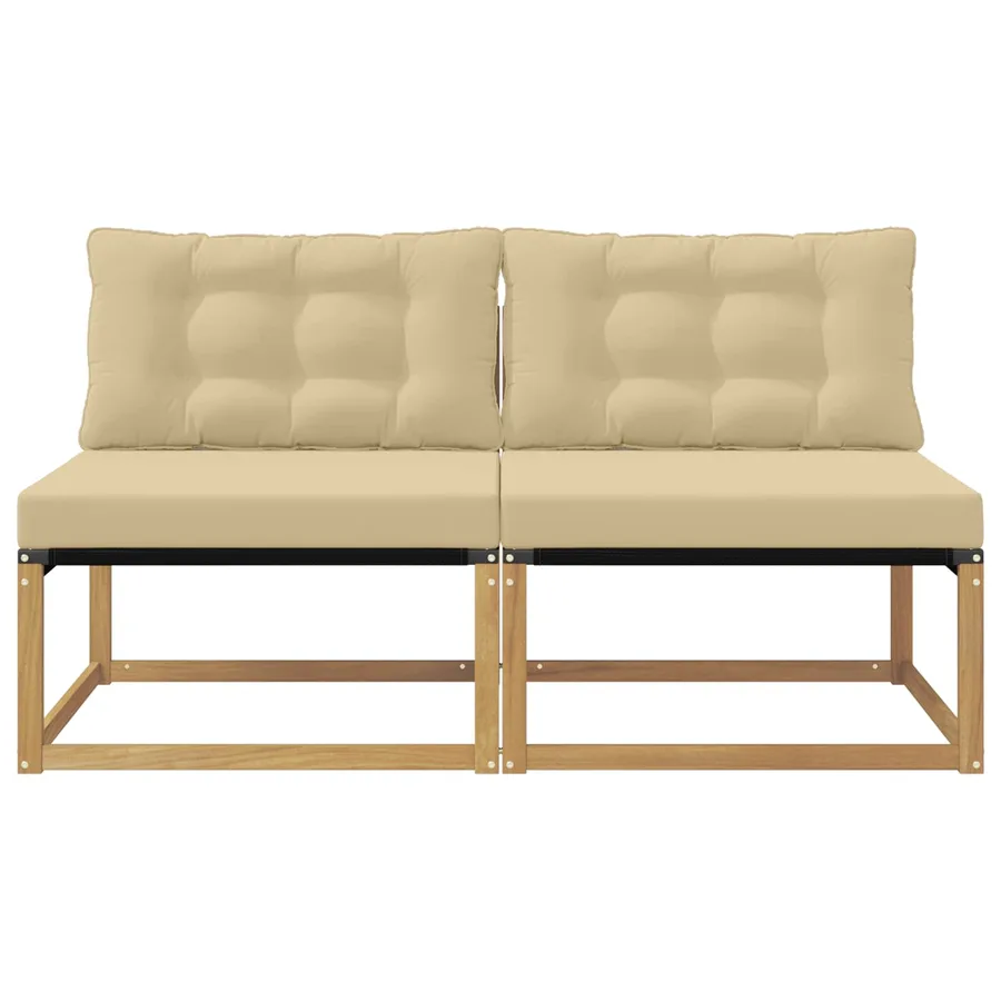 Sofa de milieu extérieur Bois d'acacia massif et Textilène - 4