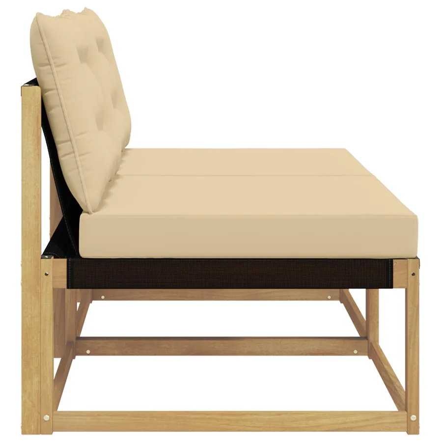 Sofa de milieu extérieur Bois d'acacia massif et Textilène - 5