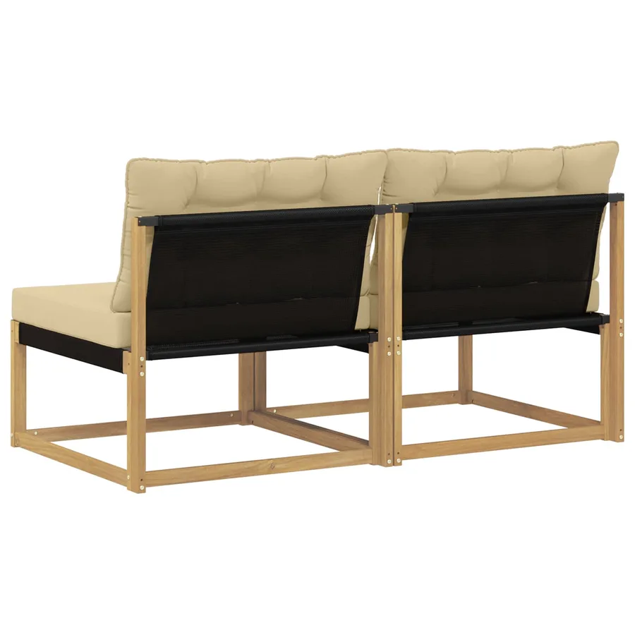 Sofa de milieu extérieur Bois d'acacia massif et Textilène - 6