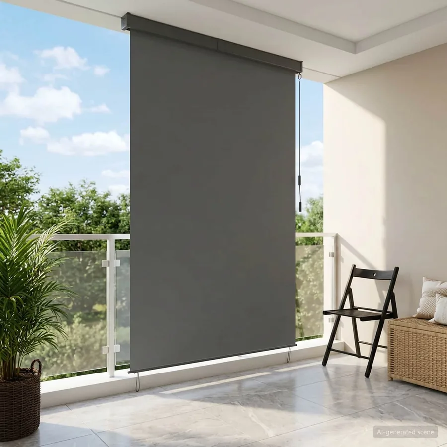 Store enrouleur Gris clair 120 x 250 cm Tissu et Aluminium