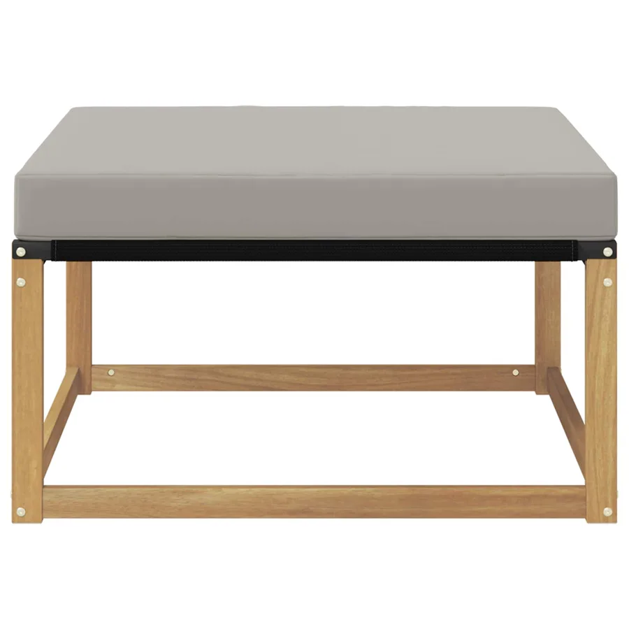 Pouf d'Extérieur Bois d'acacia massif et Textilène Blanc - 4