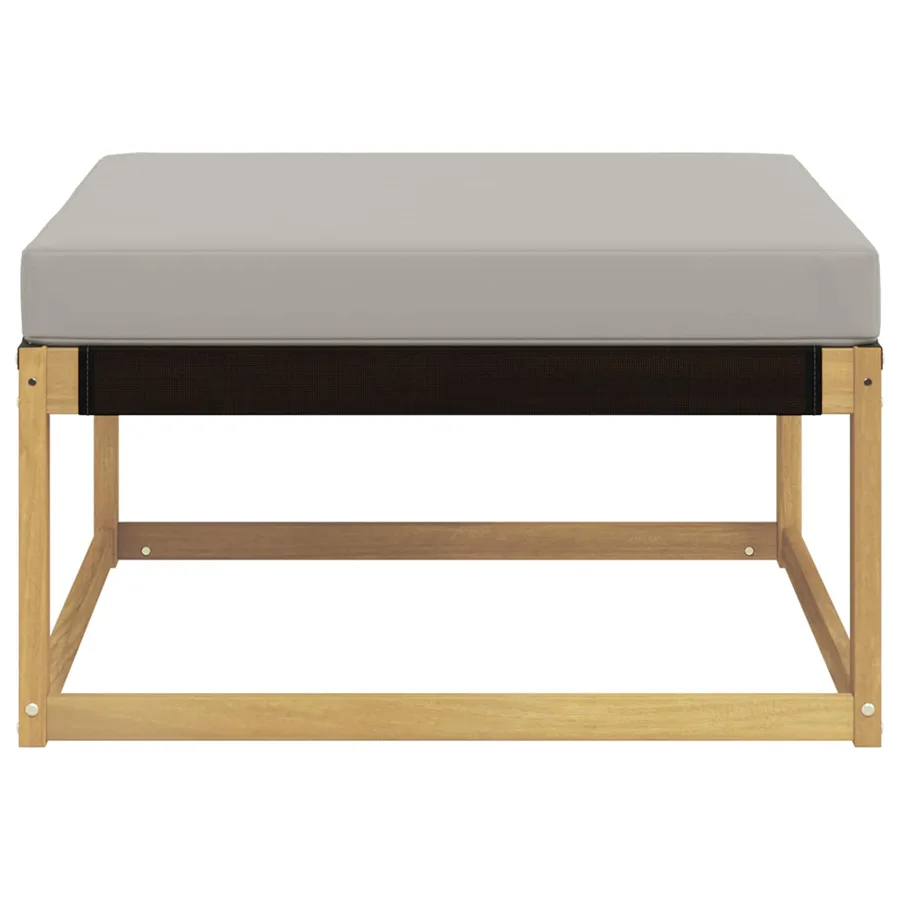 Pouf d'Extérieur Bois d'acacia massif et Textilène Blanc - 5
