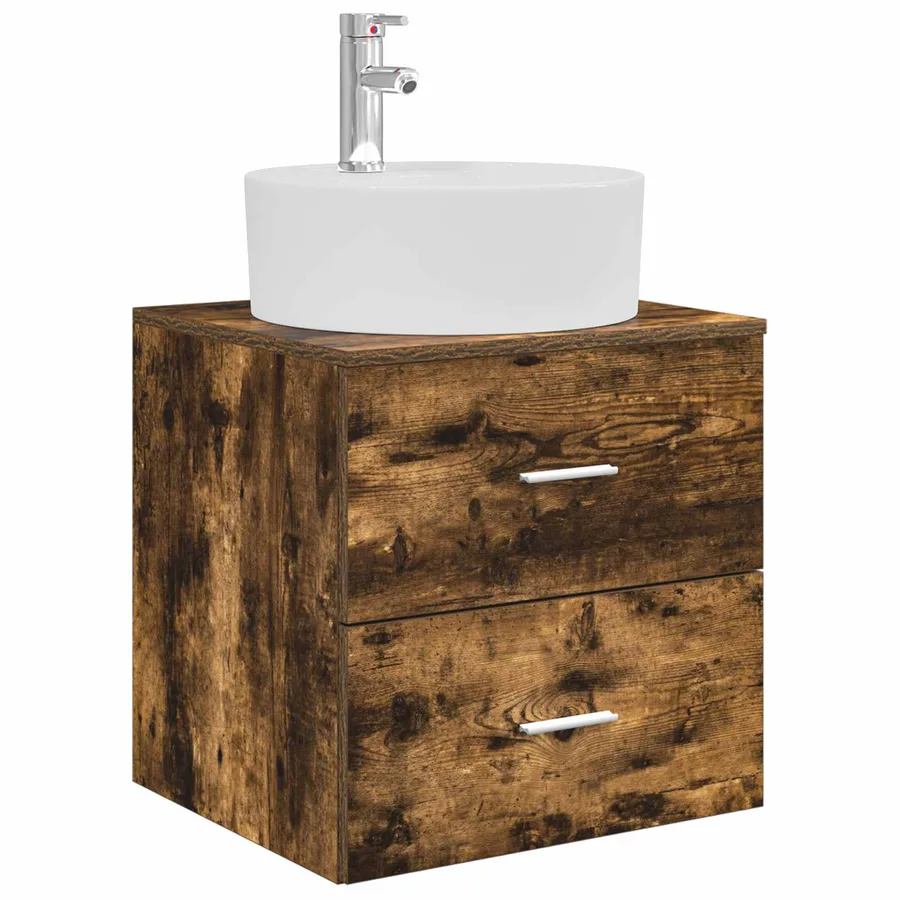 Vanité de lavabo mural Chêne fumé 49,5 x 44,5 x 65 cm - 2