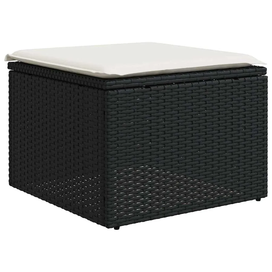 Salon de jardin 7 pcs avec coussins noir résine tressée 62 x 62 x 69 cm - 59,5 kg - 6