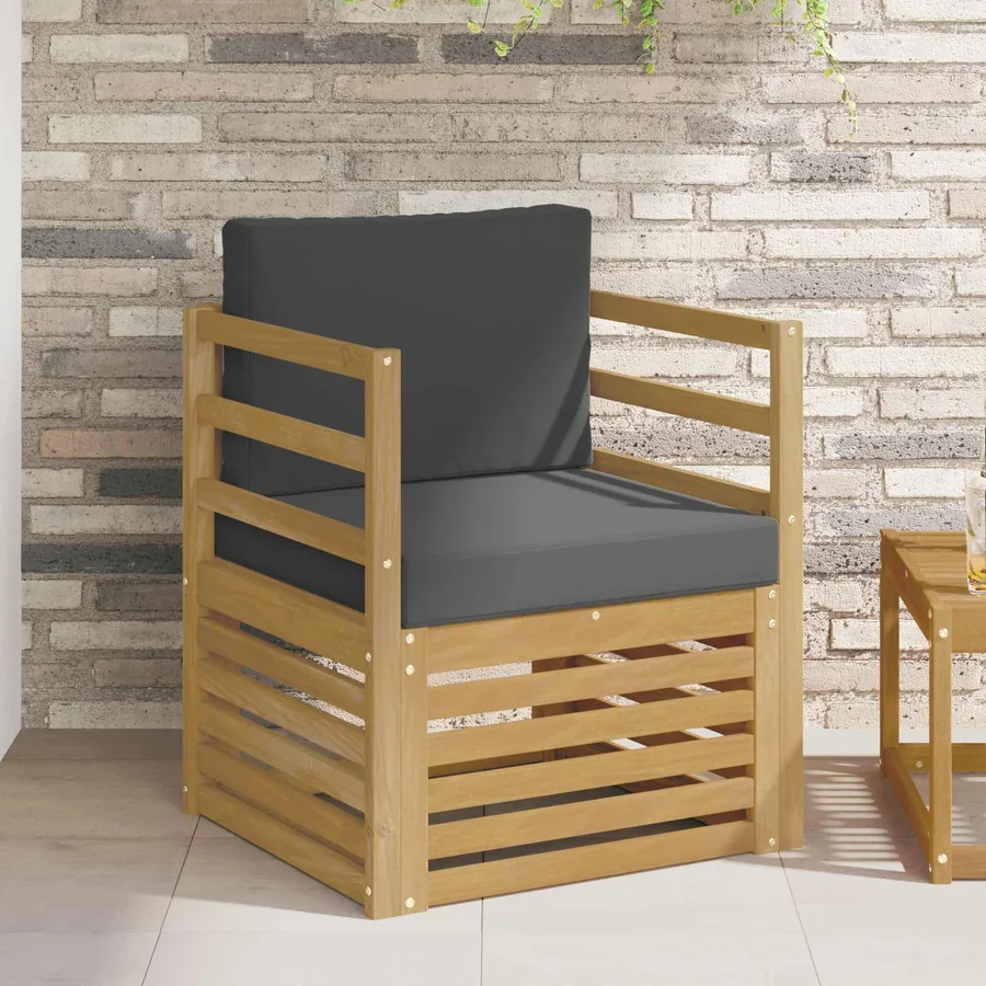 Canapé d’extérieur Polyester Blanc et anthracite