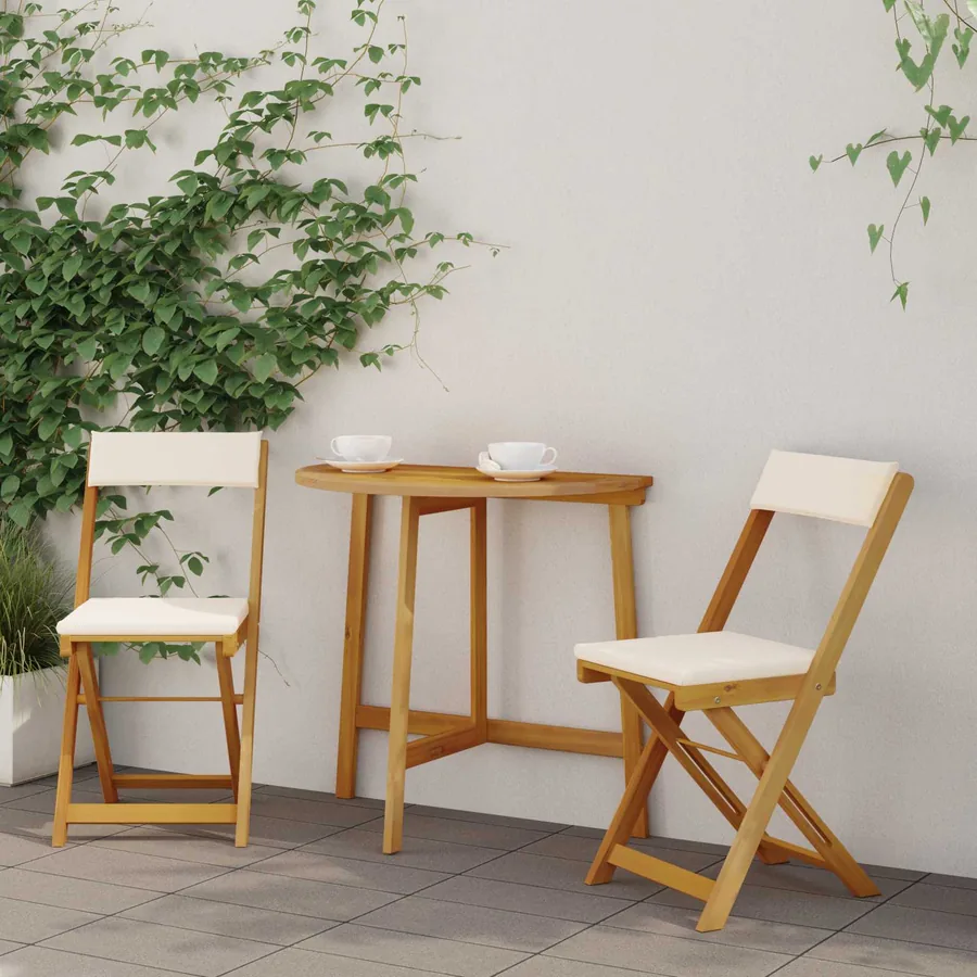 Chaises de bistrot d'extérieur 2 pcs Crème blanc