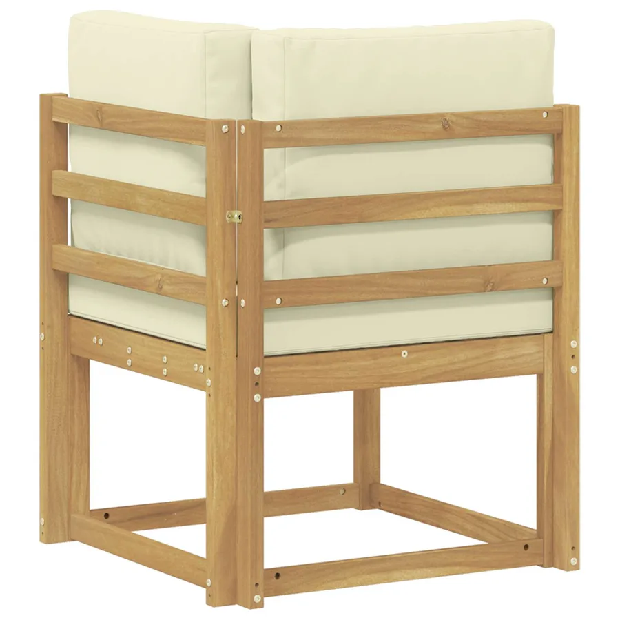 Canapé d'angle extérieur Bois d'Acacia Massif Blanc - 5