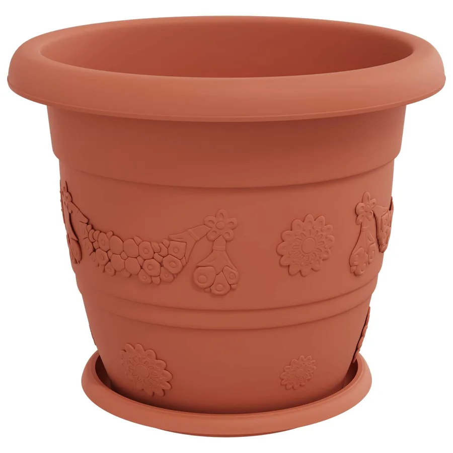 Pots de plantes 6 pcs Rouge brique Ø 34 x 28 cm Plastique - 5