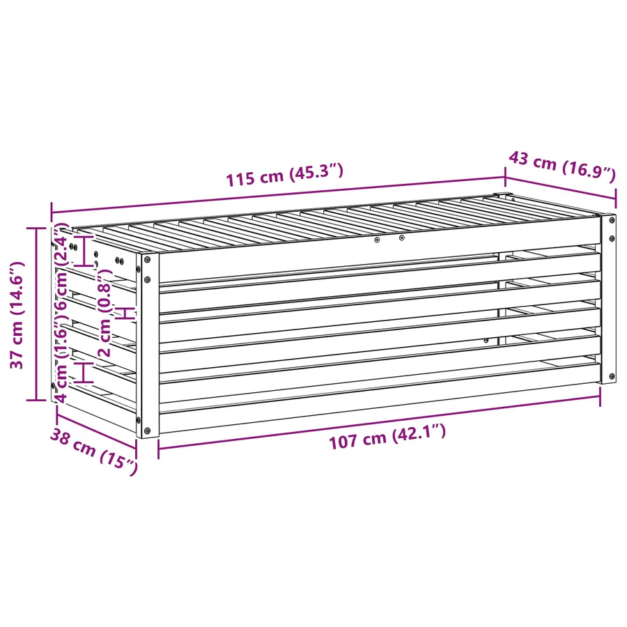 Banc de Jardin Naturel 115 x 43 x 37 cm Bois d'Acacia Massif - 9