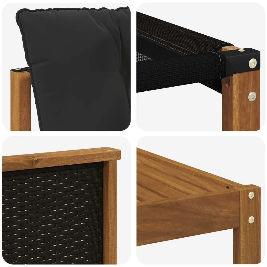 Ensemble de canapés d'extérieur 5 pcs Naturel et noir - 6
