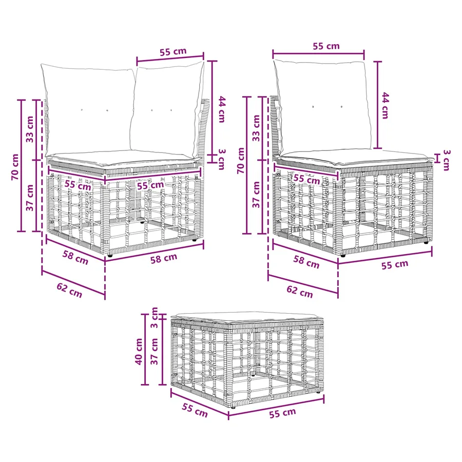 Ensemble de canapés d'extérieur 12 pcs Noir et Gris foncé - 8