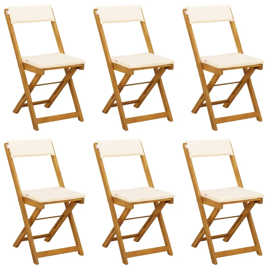 Chaises de bistrot d'extérieur 6 pcs Crème blanc - 2