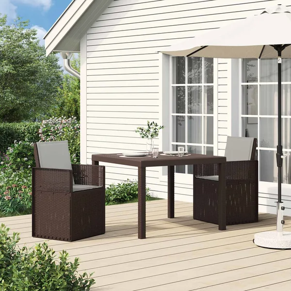 Chaises de jardin salle à manger 2 pcs Marron et gris clair PP