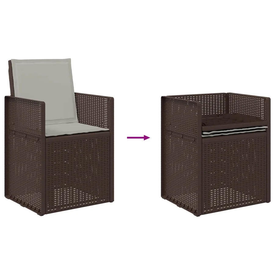 Chaises de jardin salle à manger 2 pcs Marron et gris clair PP - 9