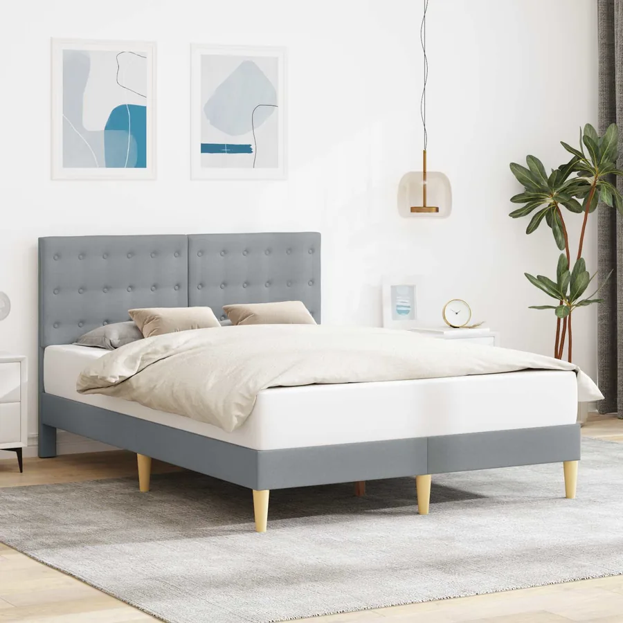 Cadre de lit avec tête de lit Gris clair 140 x 190 cm Tissu
