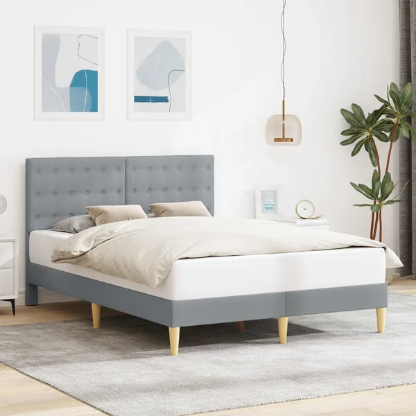 Cadre de lit avec tête de lit Gris clair 140 x 190 cm Tissu