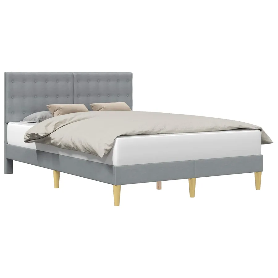 Cadre de lit avec tête de lit Gris clair 140 x 190 cm Tissu - 2