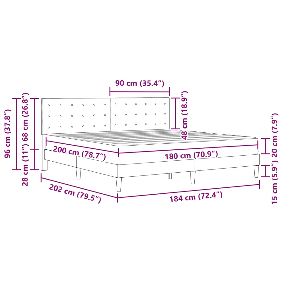 Cadre de lit avec matelas Gris clair 180 x 200 cm Tissu - 11