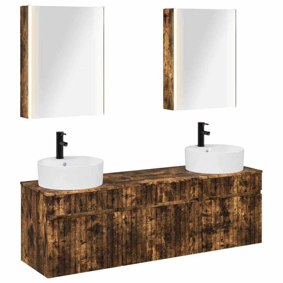 Ensemble d'armoire de salle de bain 5 pcs Chêne fumé - 2