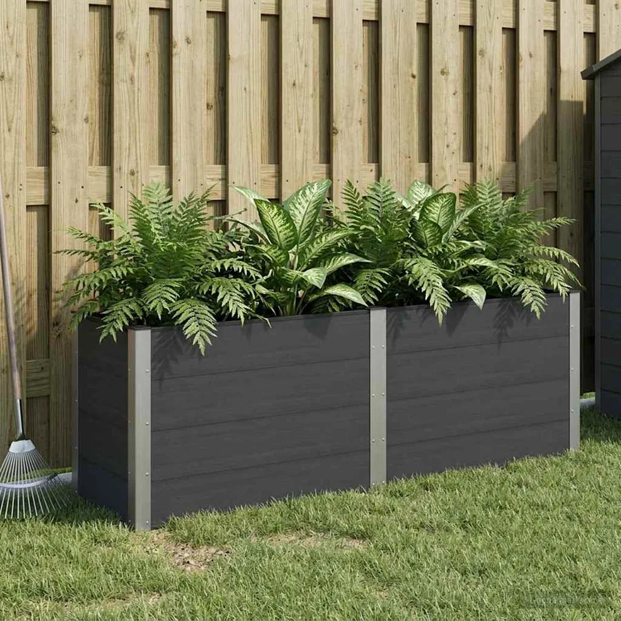 Jardinière surélevée Noir 200 x 50 x 91 cm