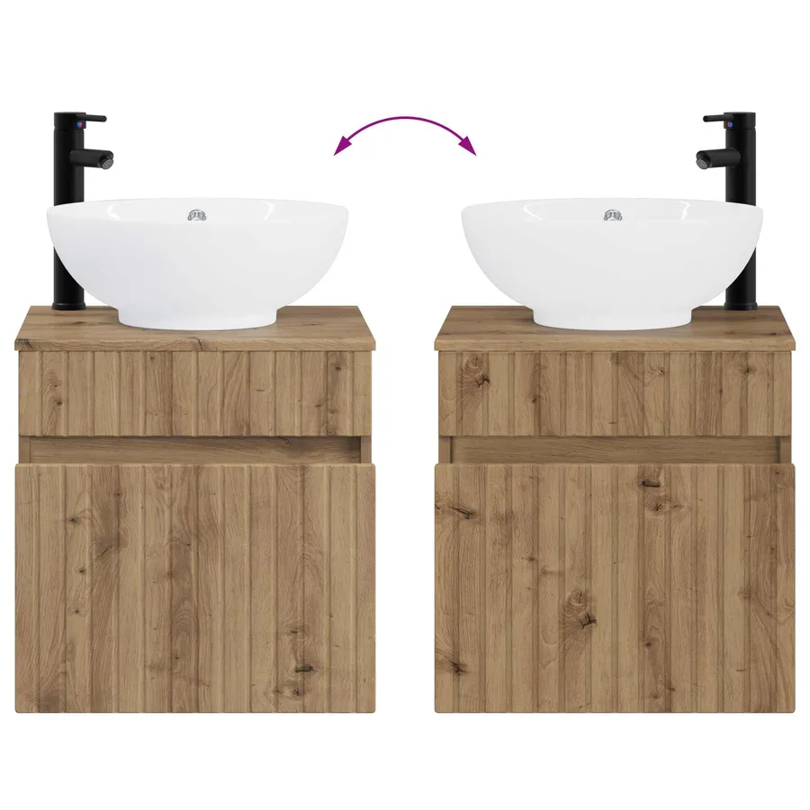 Meuble de lavabo mural Chêne artisanal 49 x 44,5 x 66,5 cm - 7