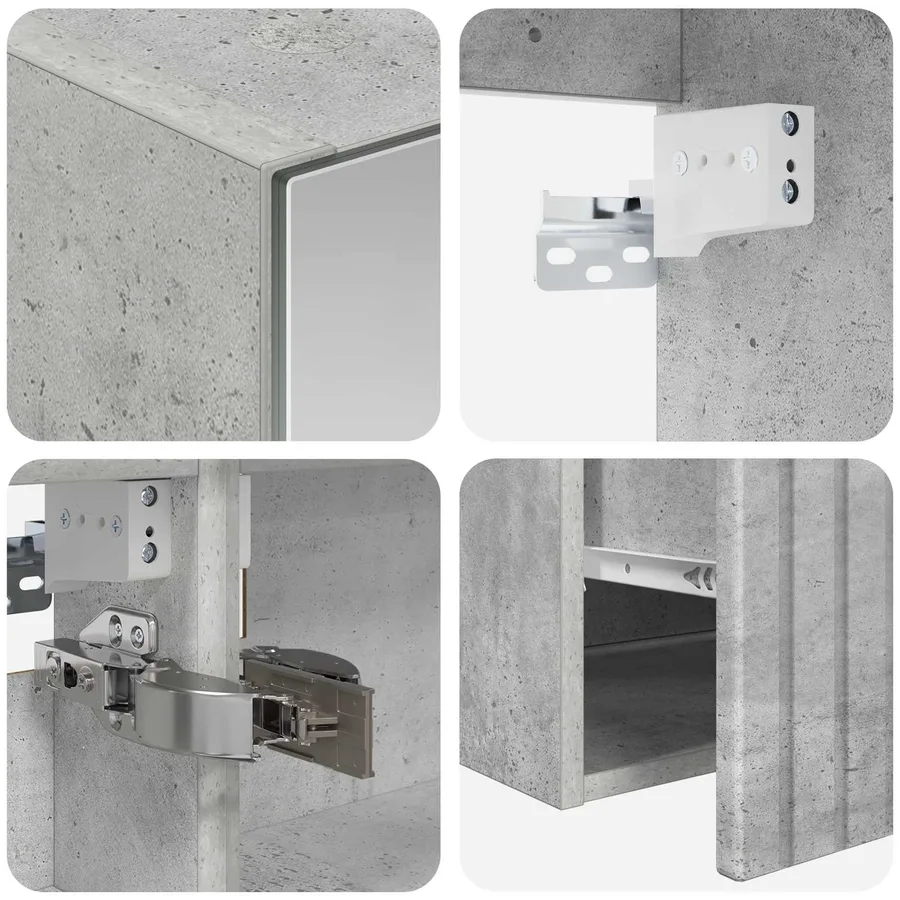 Ensemble d'armoire de salle de bain 4 pcs Gris béton - 9
