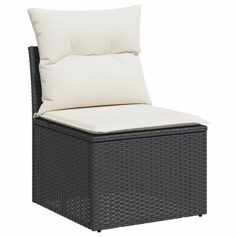 Salon de jardin 5 pcs avec coussins noir résine tressée - 6