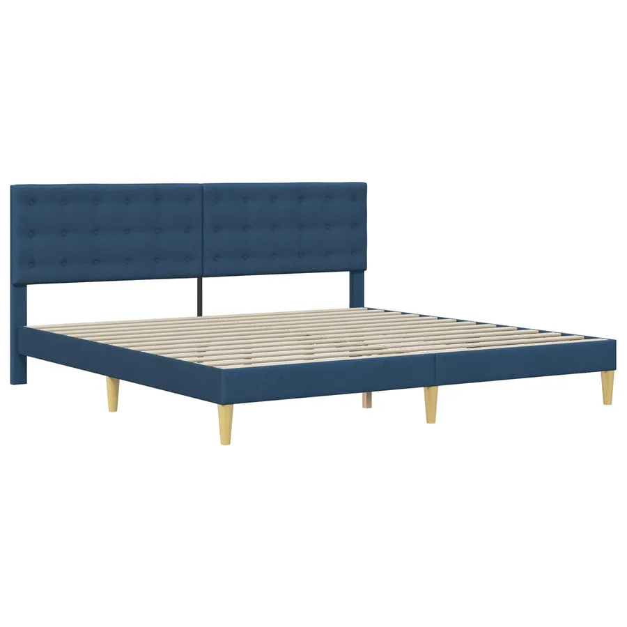 Cadre de lit avec tête de lit Bleu 200 x 200 cm Tissu - 3