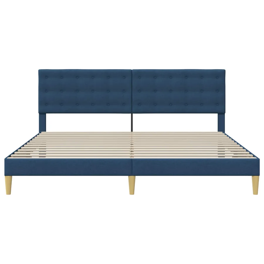 Cadre de lit avec tête de lit Bleu 200 x 200 cm Tissu - 4