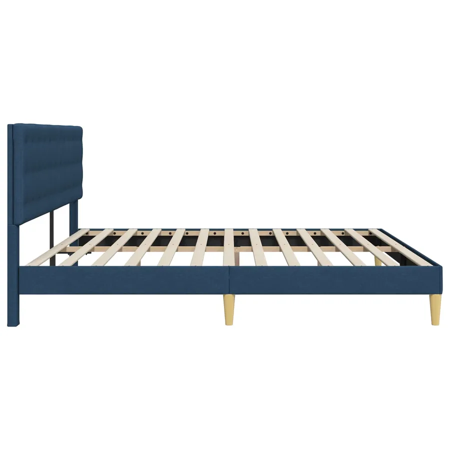 Cadre de lit avec tête de lit Bleu 200 x 200 cm Tissu - 5