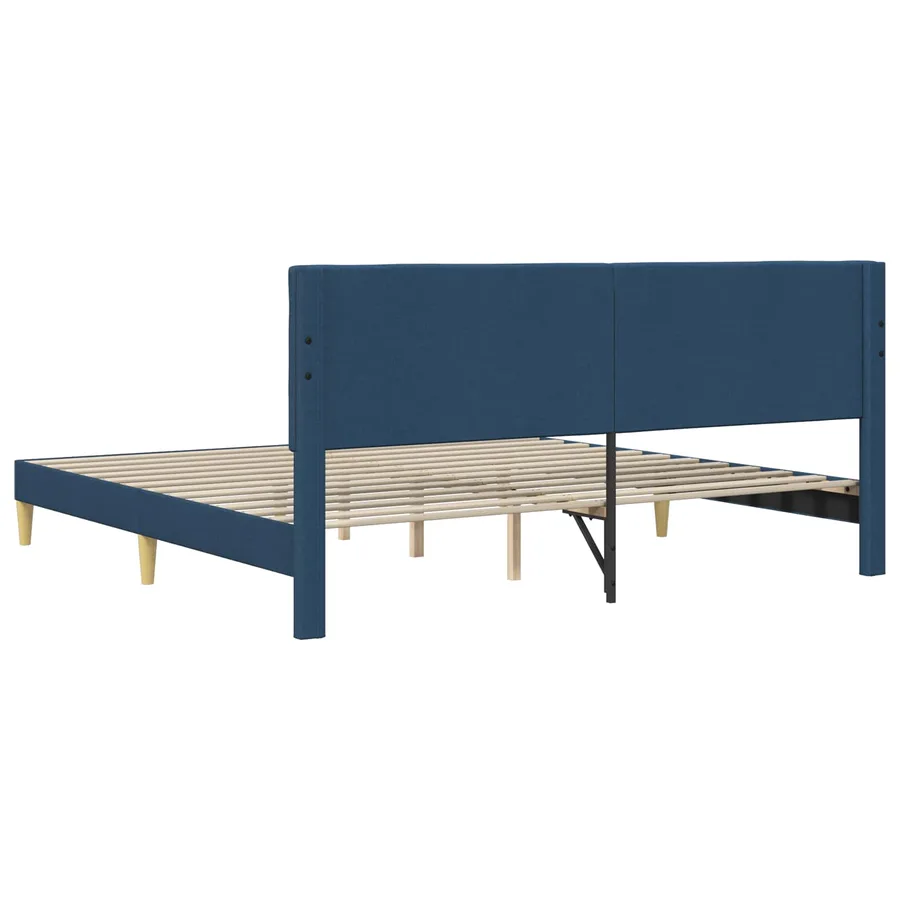 Cadre de lit avec tête de lit Bleu 200 x 200 cm Tissu - 6