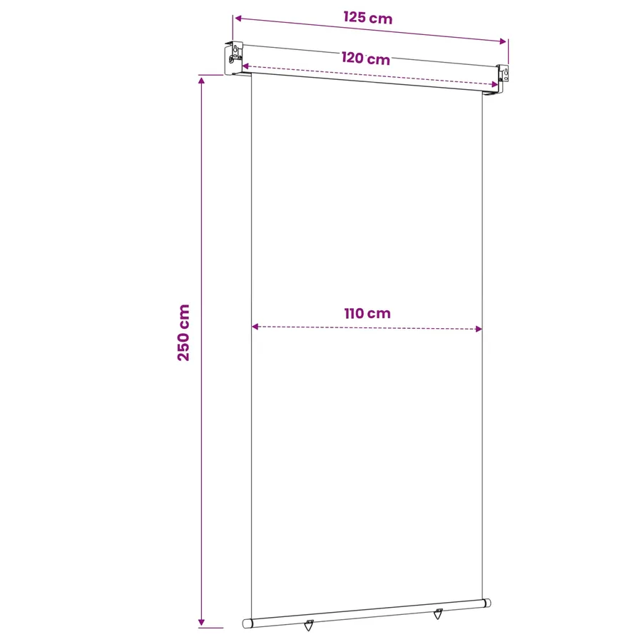 Store latéral de balcon 117 x 250 cm 100% polyester fer acier - 6