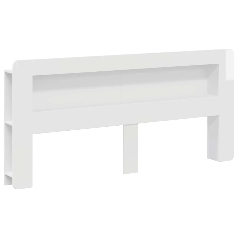 Cabinet de Tête de Lit Blanc brillant Bois d’ingénierie - 2