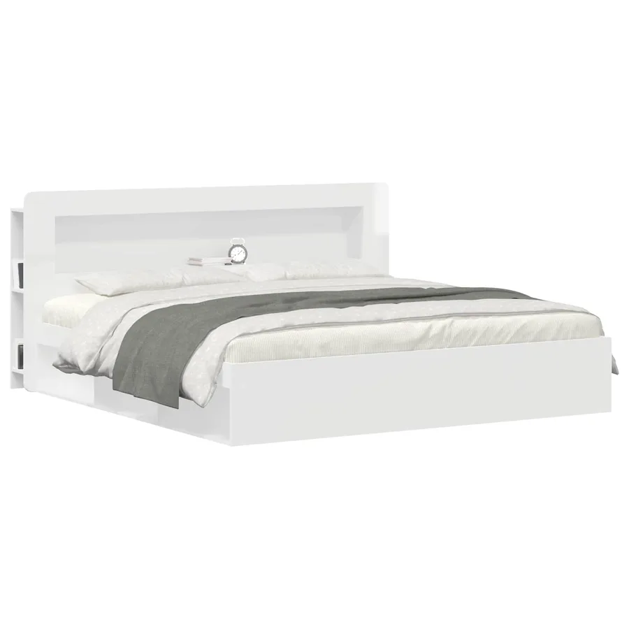 Cabinet de Tête de Lit Blanc brillant Bois d’ingénierie - 3