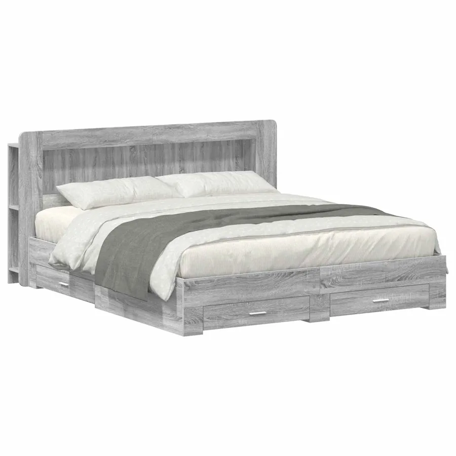 Cadre de lit avec rangement Sonoma gris 200 x 200 cm