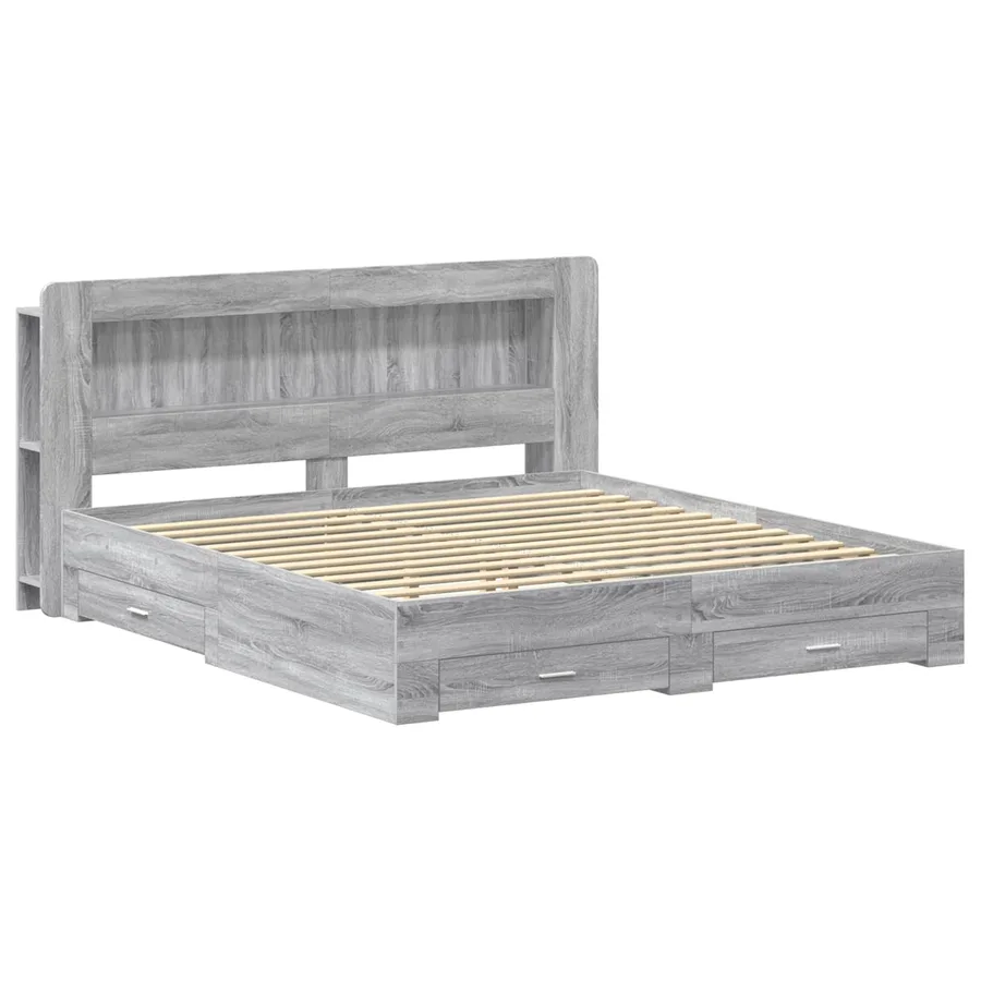 Cadre de lit avec rangement Sonoma gris 200 x 200 cm - 2