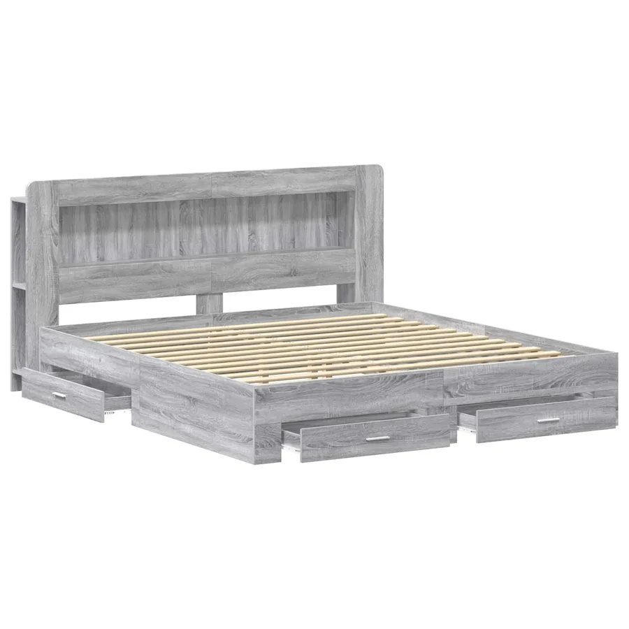 Cadre de lit avec rangement Sonoma gris 200 x 200 cm - 3