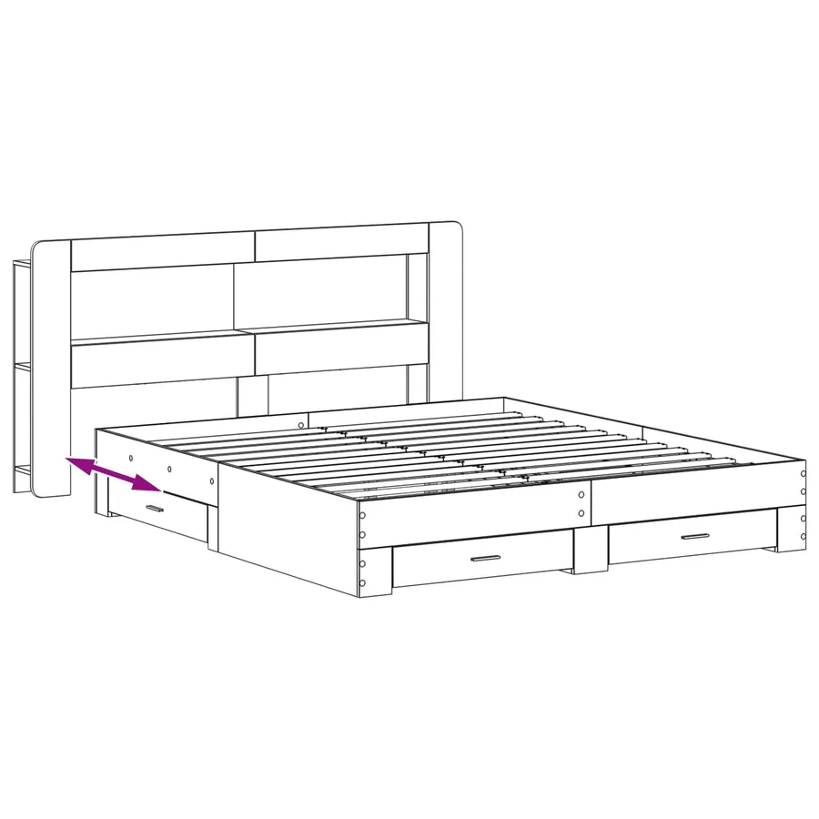 Cadre de lit avec rangement Sonoma gris 200 x 200 cm - 8