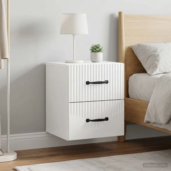 Cabinet de chevet mural 2 pcs Blanc brillant 34,5 x 33 x 40 cm