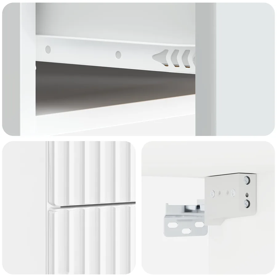 Cabinet de chevet mural 2 pcs Blanc brillant 34,5 x 33 x 40 cm - 10