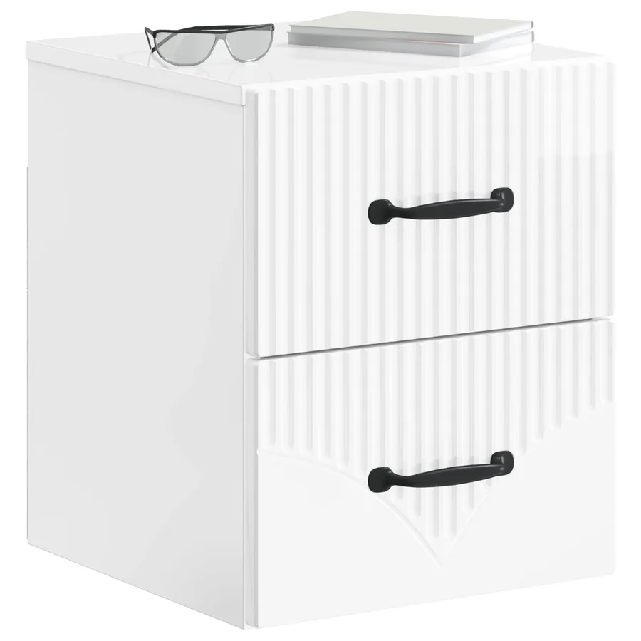 Cabinet de chevet mural 2 pcs Blanc brillant 34,5 x 33 x 40 cm - 3