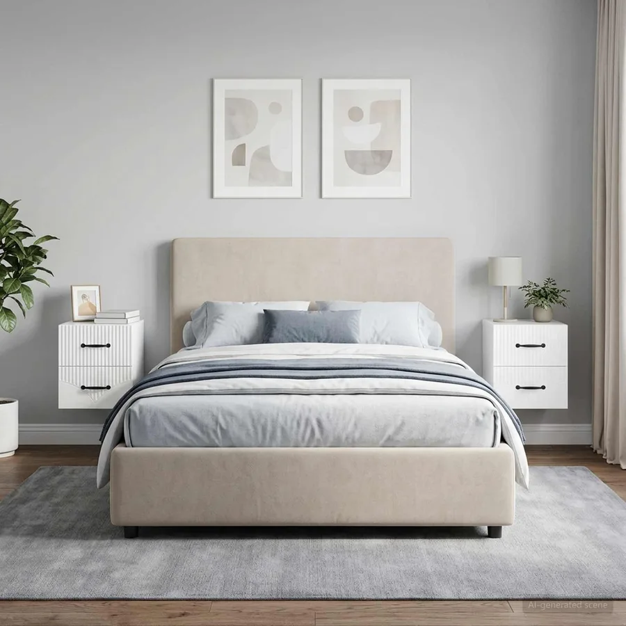 Cabinet de chevet mural 2 pcs Blanc brillant 34,5 x 33 x 40 cm - 4
